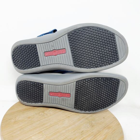 Orthofeet Gaya Sandals Women 8 D WIDE Blue Snake Straps Thong Flip Flop Comfort - Picture 9 of 11